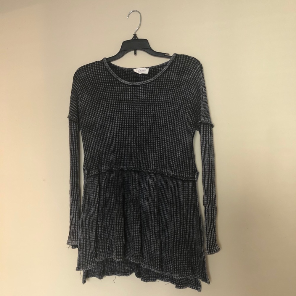 black waffle knit sweater